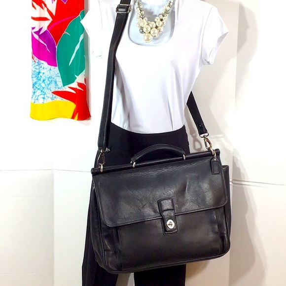 Coach Handbags - Coach black leather vintage briefcase 06456